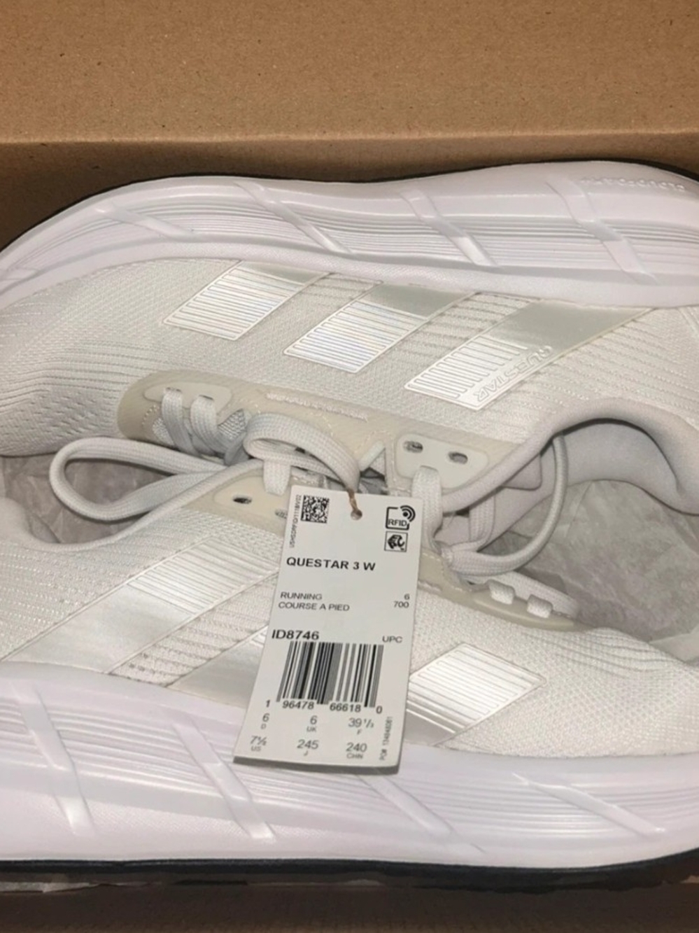 adidas Questar 3 W White Athletic Running Shoes